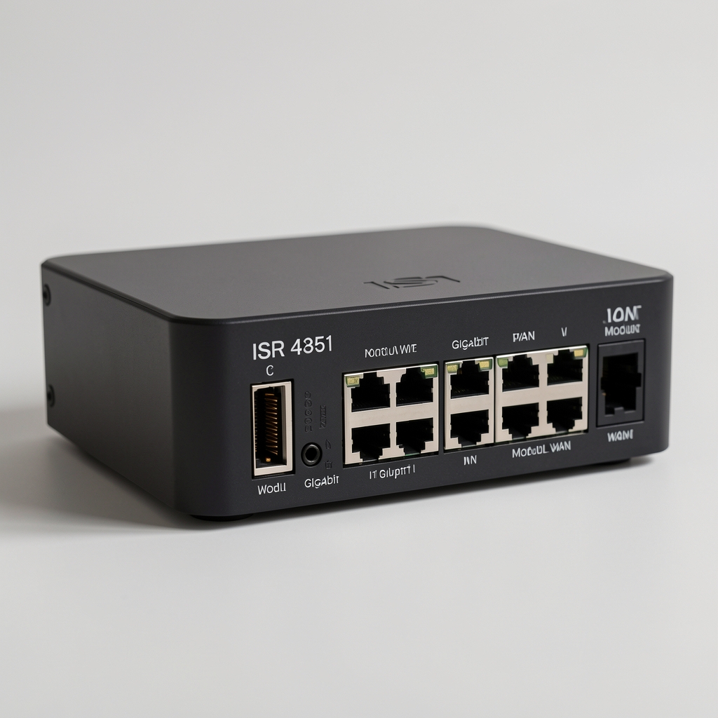 Router Cisco ISR 4351 negru cu porturi Gigabit si modul WAN