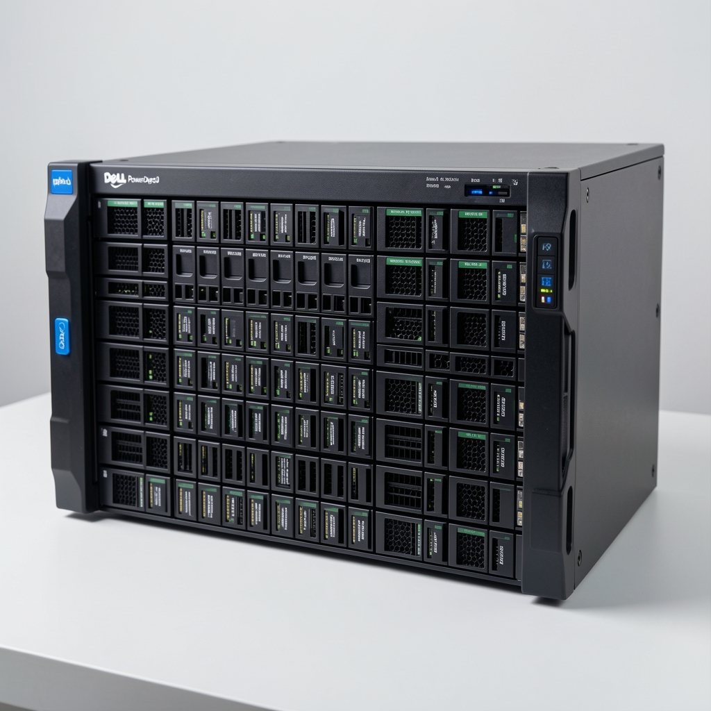Server rack Dell PowerEdge R750 2U cu procesoare Intel Xeon Scalable in fata alba