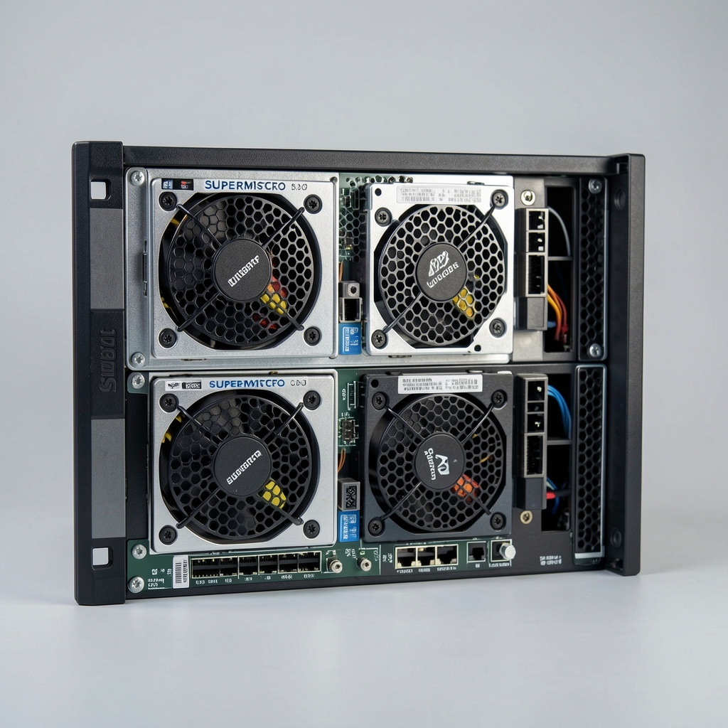Supermicro 1U rack server with dual Intel Xeon processors and 10GbE network connectivity
